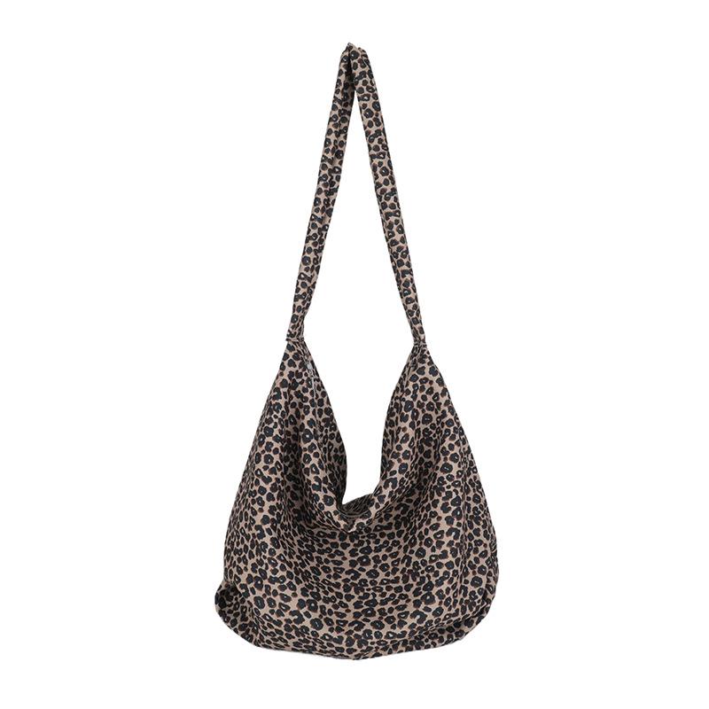 Korean Leopard Print Versatile Crossbody Canvas Bag - Large Capacity, Ideal for Students and Commuting кофейный