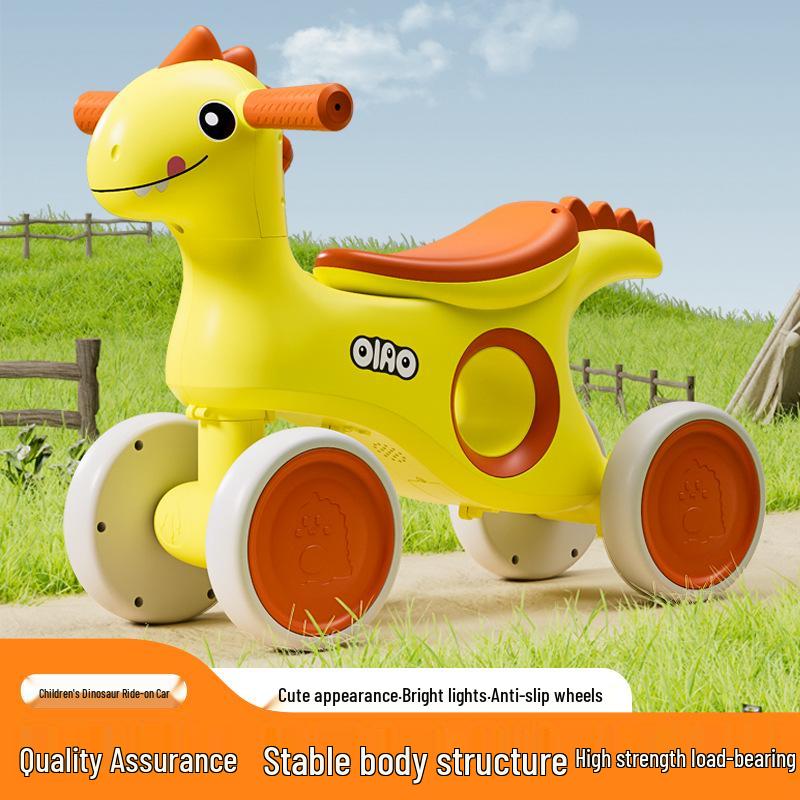 Kinderen Dinosaur Evenwichtsfiets: 4-wielige loopfiets voor 1-6 jarigen, Anti-kantel ontwerp