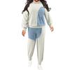 Plus Size Women Winter Denim Set Oversized Long Sleeve Top Wide Leg Pants Streetwear Casual Outfit Brick Red Orange Light Gray Blue 1XL-5XL