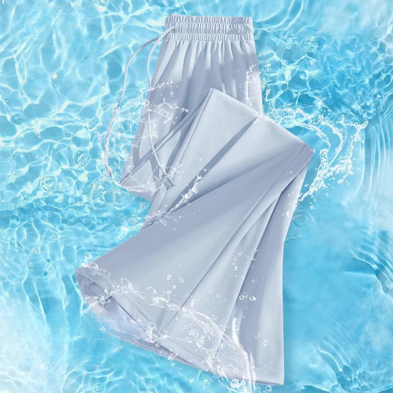 Summer Loose Flare Pants Ice Silk Sunscreen Slim Fit Versatile Long Trousers for Women