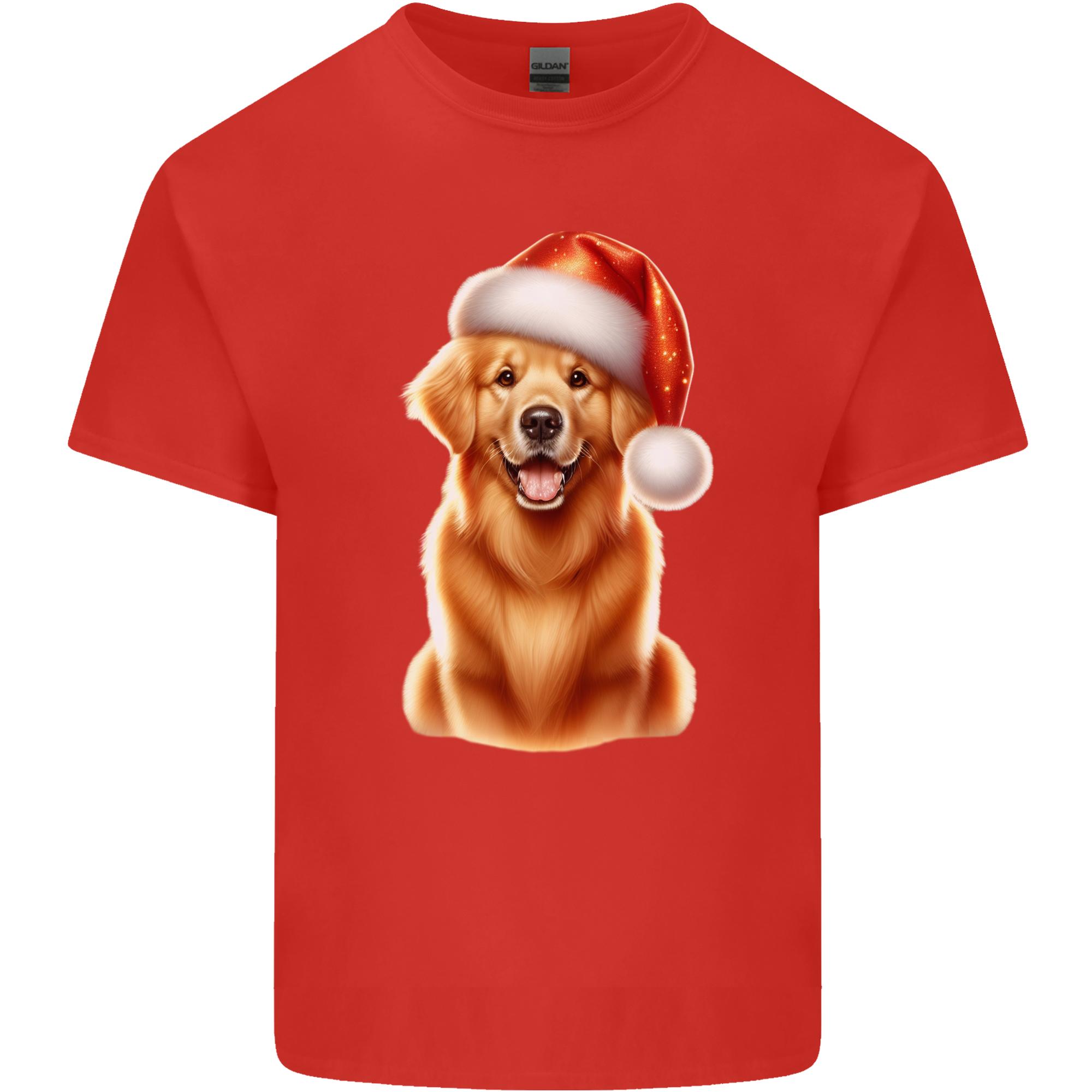 Christmas Golden Retriever Dog Xmas Hat Unisexs Light Cotton TShirt S
