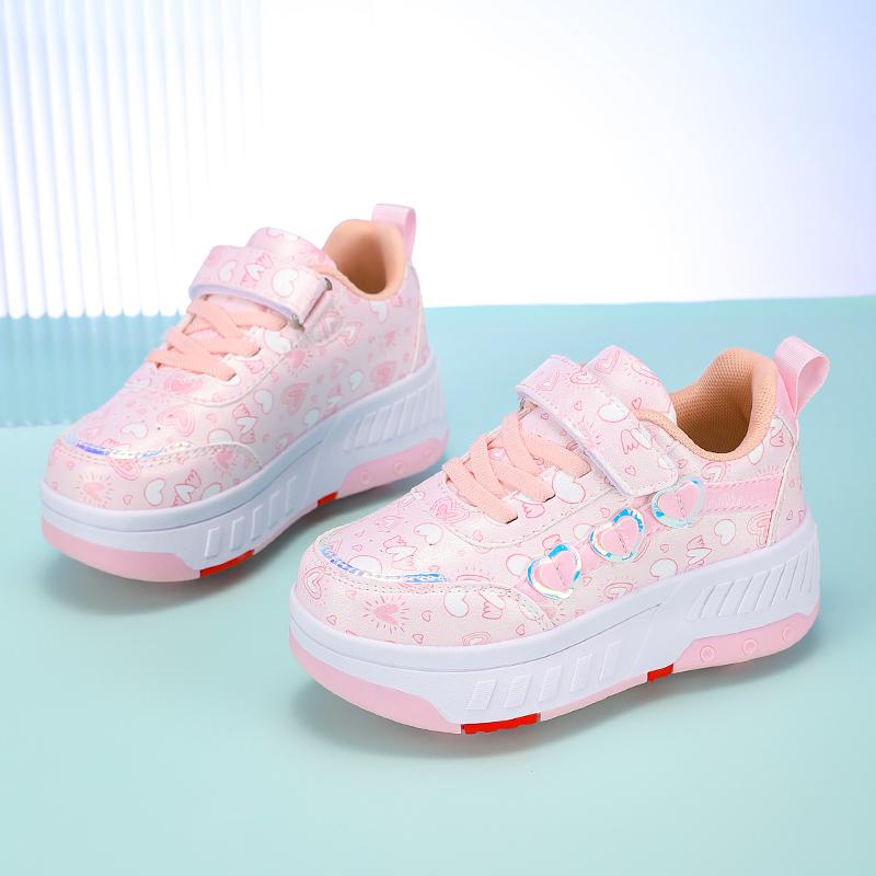 TUINANLE ბავშვთა როლიკები მოდური გარე სპორტული ფეხსაცმელი ახალი LED განათებიანი ფეხსაცმელი საყვარელი საბავშვო კედები გოგონასთვის