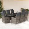 VidaXL Garden Dining Set 9 Pcs Grey Cushions Wicker, Outdoor Dining Set, Furniture of 3276743