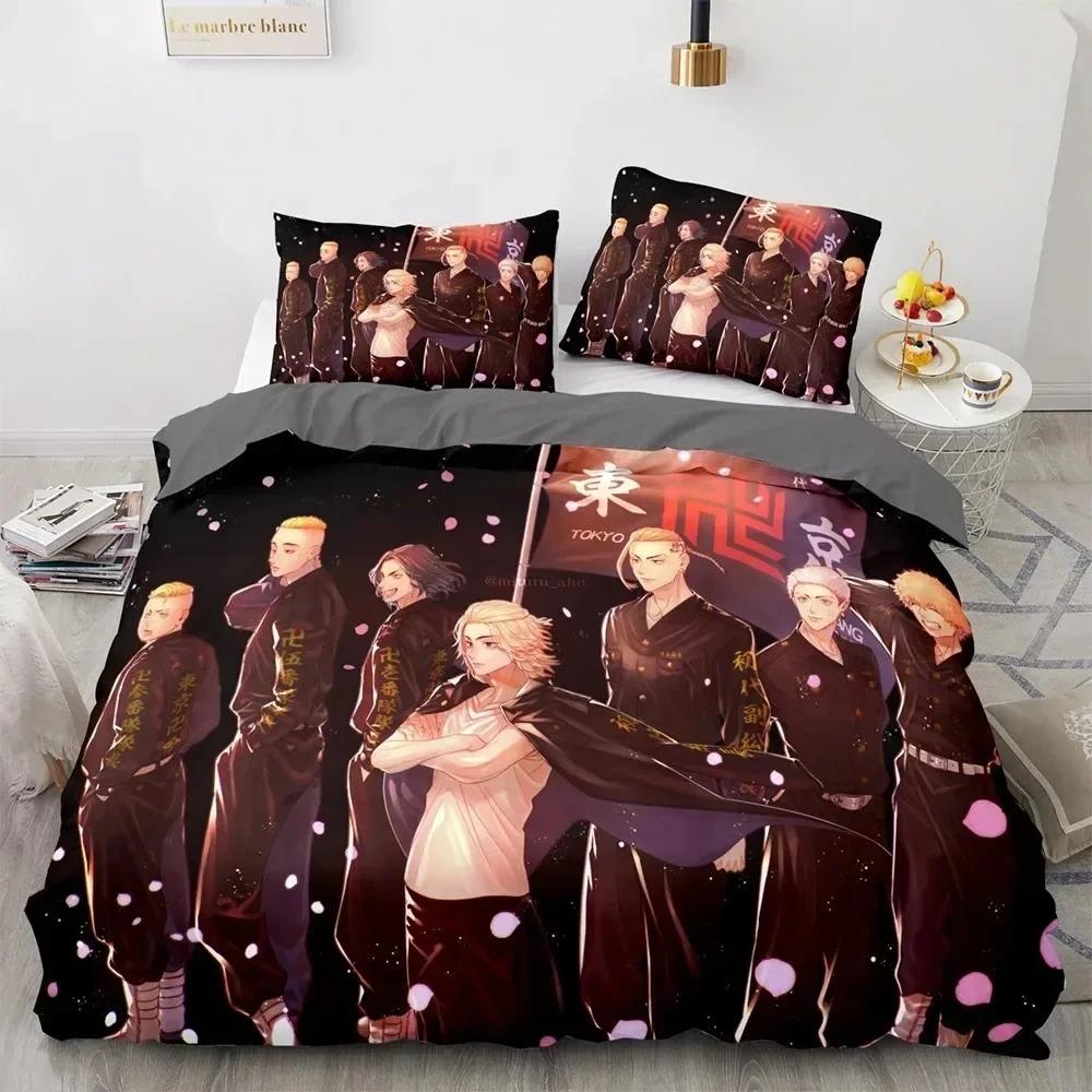 Comforter 3D Printed Anime Tokyo Avengers Manjiro Sano Bedding Set Boys Girls Twin Queen Size Bed Kids Adult