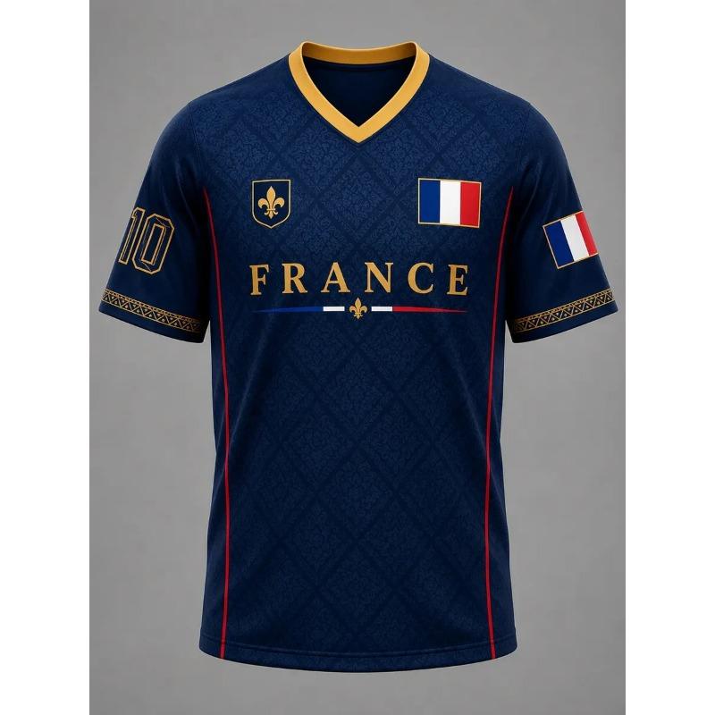 France Style T-Shirt Men Women 3D Print Textured Graphic Top Short Sleeve Casual Streetwear Breathable Quick Dry Summer Wear