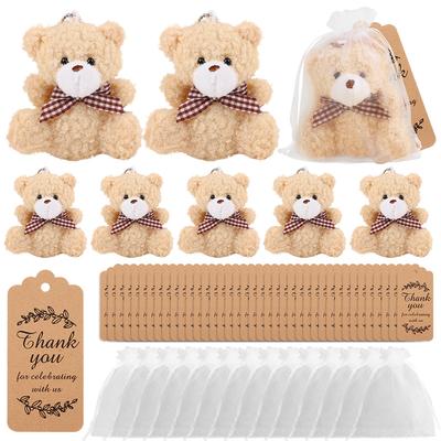 15Pcs/set Bear Gift,Include 5 Mini Bear,5 Organza Bag,5 Thank You Card for Baby Shower Gender Reveal Favor Wedding Birthday Gift