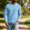 Men's Casual V-Neck Long Sleeve Shirt Loose Fit Top