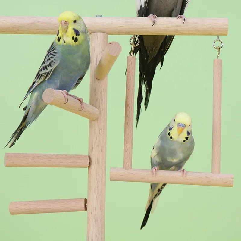 Bird Toys Parrot Station Stand Tree Branch Wooden Perch Playstand Cockatiel Gym Playground For Pet Bird Daily Playing Supplies