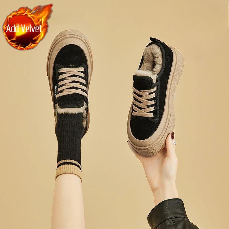 Women's Snow Boots Lace-up With Laces Half High Mid Calf Round Toe Ladies Shoes Boot Large Size Warm Protective Fashion 2024 Pu
