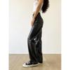 Plus Size PU Leather Retro Slimming Straight Leg Pants for Women - Spring & Autumn Trend