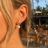 Bohemia Metal Shell Starfish Pearl Drop Earrings For Women Gold Color Sea Shell Dangle Earring Beach Party Jewelry Accessories