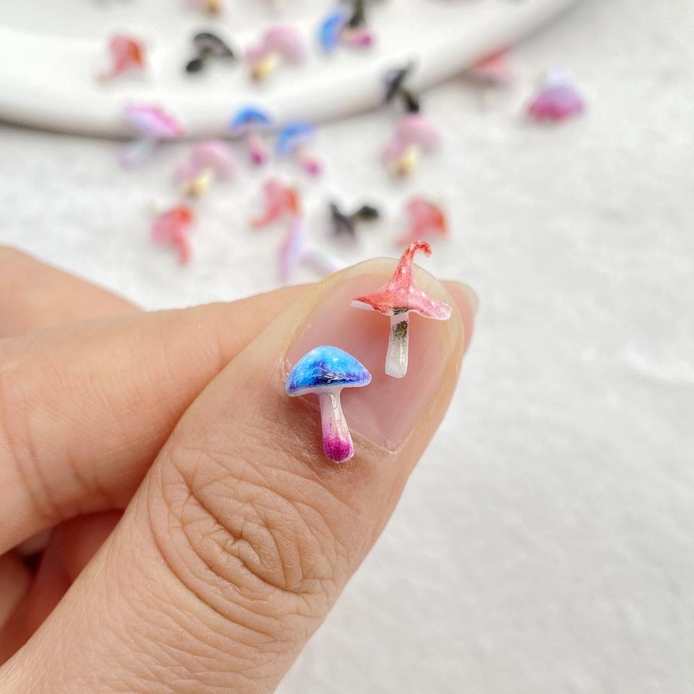 50pcs Resin Cute 3D mini Colorful Mushrooms Flat Back Rhinestone Scrapbook DIY Wedding Applique Decor Jewelry Accessories