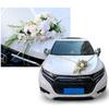 Wedding Car Decoration 7Pieces Set with Realistic Artificial Flower for Car Decors included Rearview Mirror and Doorknob