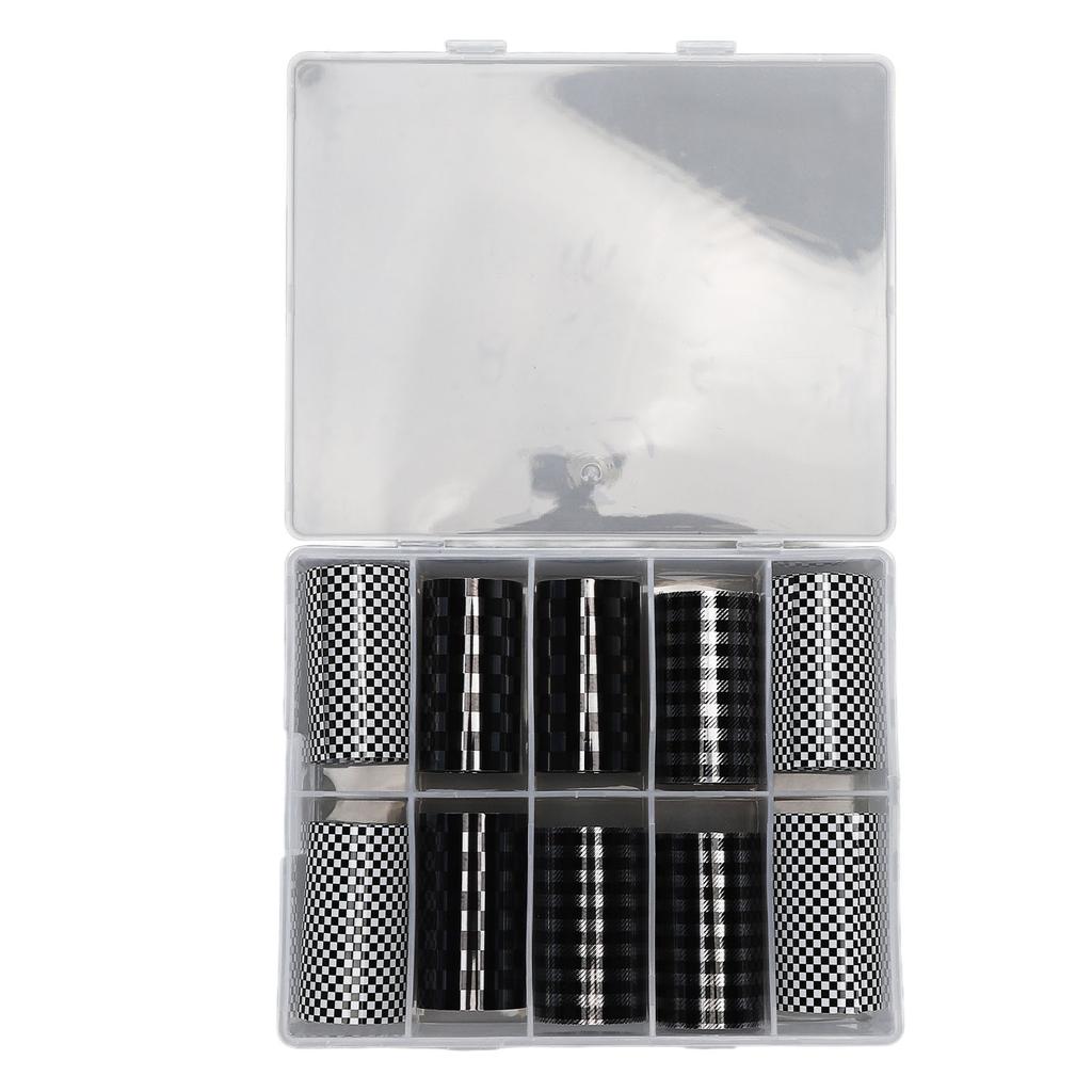 1 Box Black White Plaid Nail Art Sticker Simple Stylish Safe DIY Nail Art Stickers Decals for Home