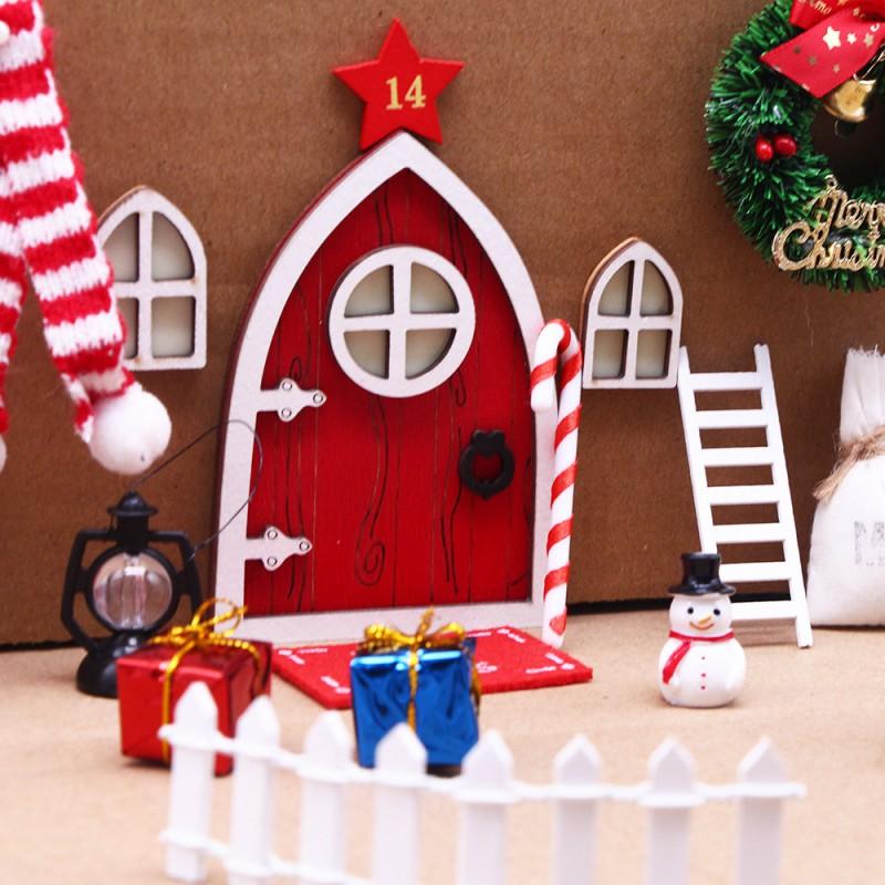 Mini Glow-in-the-Dark Door Accessory Dollhouse Scene Decoration Christmas Elf Theme Plastic Craft Kit