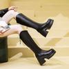 Thick heel long tube heightening boots women's new knee boots spring high heel knight boots thick sole thin boots