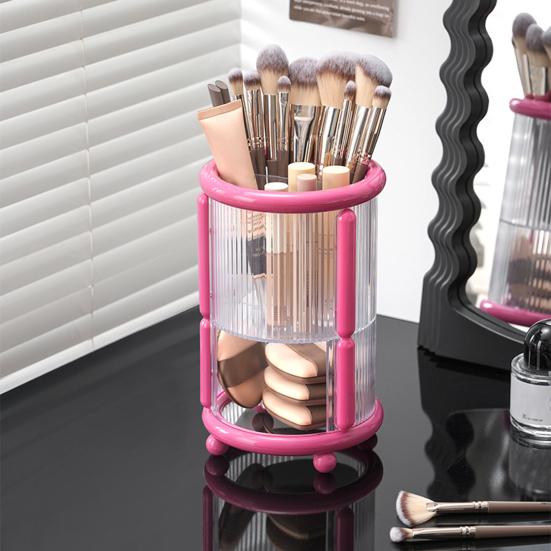 Makeup Brush Holder Desktop Lipstick Eyebrow Pencil Organizer 2-Tier Cosmetic Brush Cup for Dressing Table Organization