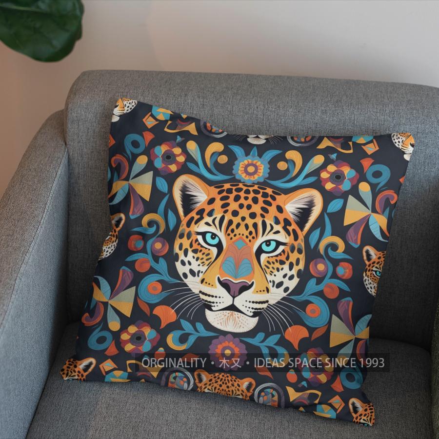 2D Colorful Leopard Pattern Decorative Pillow Cover Pattern Cushion Cover Suitable For Sofa Bedroom Car Pillow Cover