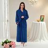 Women's Autumn Winter Thick Coral Fleece Flannel Pajamas & Mid-Length Bathrobe Set for Couples