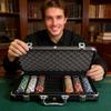 Poker Chip Case 300Pcs Capacity Matte Black Hard Aluminum Alloy Poker Chip Carrying Case for Family Lovers Friends Entertainment