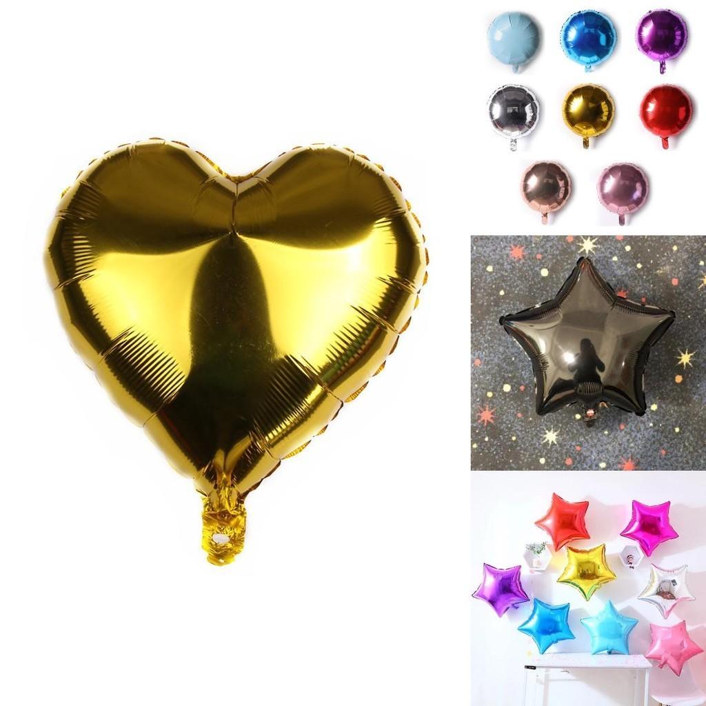 18" Colour Solid Foil Balloons Heart Star Round Shape For Wedding Birthday Party