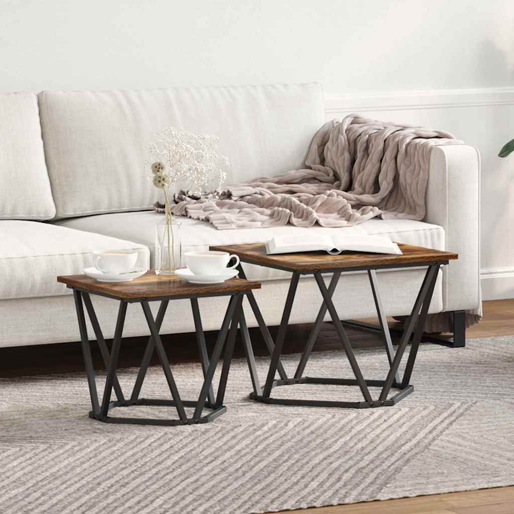 Side Table Set 2 Pcs Smoked Oak