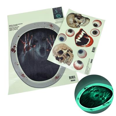 2 sztuk Halloween Luminous Wc Pokrywka Naklejki Straszne Naklejki Ścienne DIY Horror Łazienka Home Party Decor