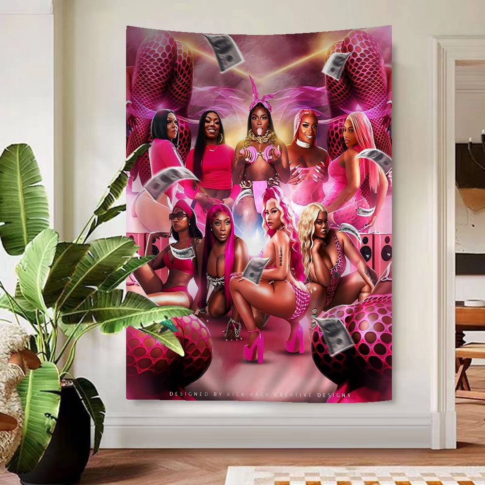 Beliebte Rapperin Sängerin N-nicki Minaj Wandteppich Kunstdruck Japanischer Wandteppich Anime Wandbehang Heimdekoration