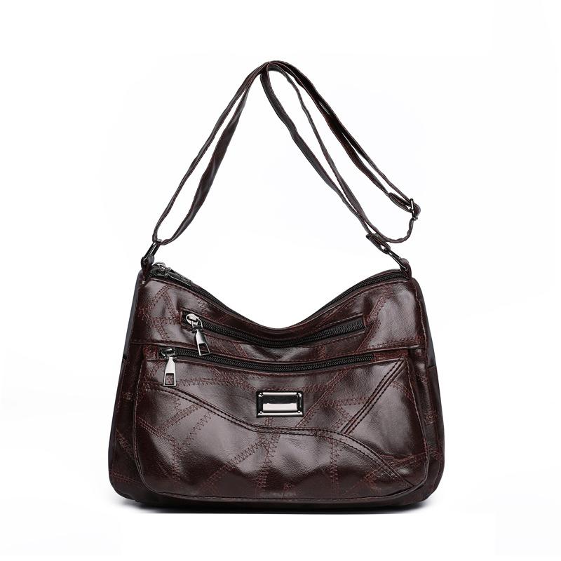 Soft Leather Women's Versatile Single-shoulder Bag Large-capacity Crossbody Bag for Middle-aged and Elderly People Mom Bag