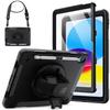 JETech iPad (A16) Case for 11th/10th Generation (2025/2022 Models) with Screen Protector, Shockproof and Durable Tablet Cover, 360-Degree Rotating Han