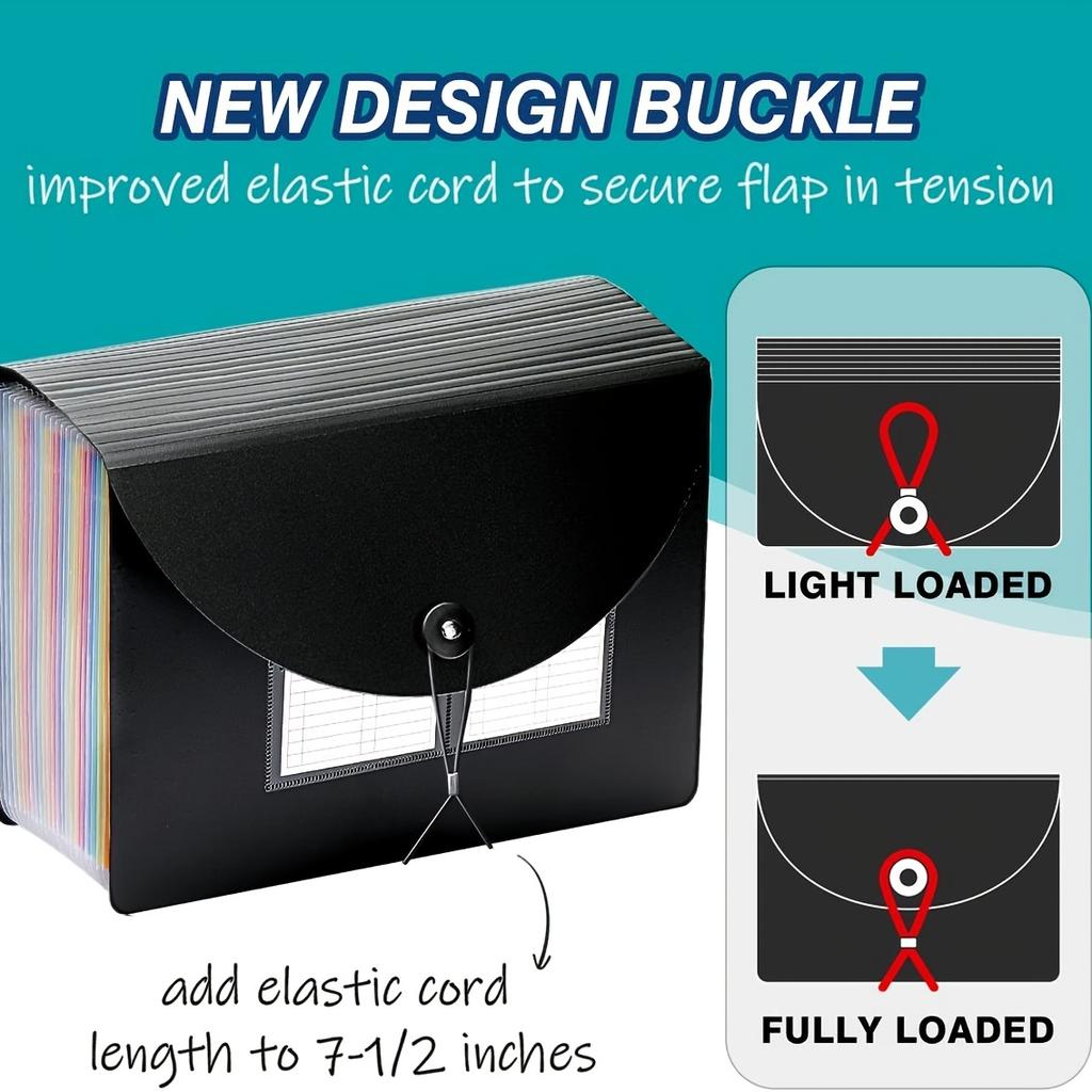 Expanding File Folder 13/24 Pocket Accordion A4 Letter Size Portable Document Organizer with Colored Tabs For Students