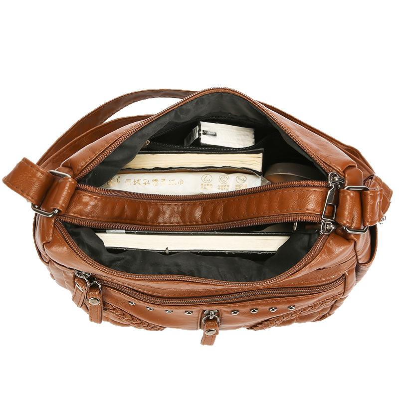 Yumuşak Deri Dokulu Çok Katmanlı Askılı Çanta Basit Zarif, Moda Günlük ve Hafif Anne Çantası