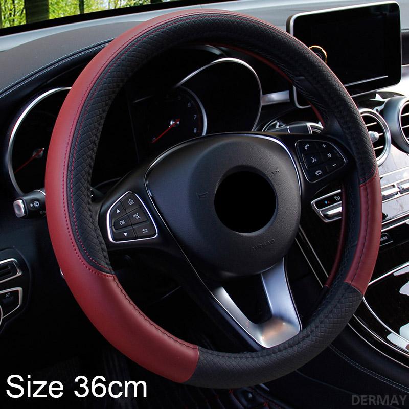 

8 цветов, размер 36 см, чехол на руль автомобиля, искусственная кожа, квадратное тиснение, Нескользящий для Honda Civic, авто интерьер вино красного