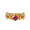 Red Zircon Enamel Dripping Open Ring Fashion Light Luxury High Sense Court Style Rhombus Personality Ring