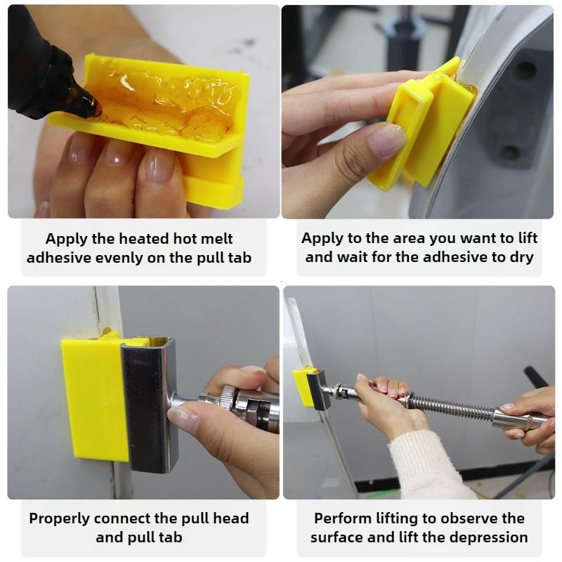 4Pcs Car Dent Repair Film Paint Dent Removal and Repair Right Plastic Puller Concave Pulling Edge Right Angle Pulling