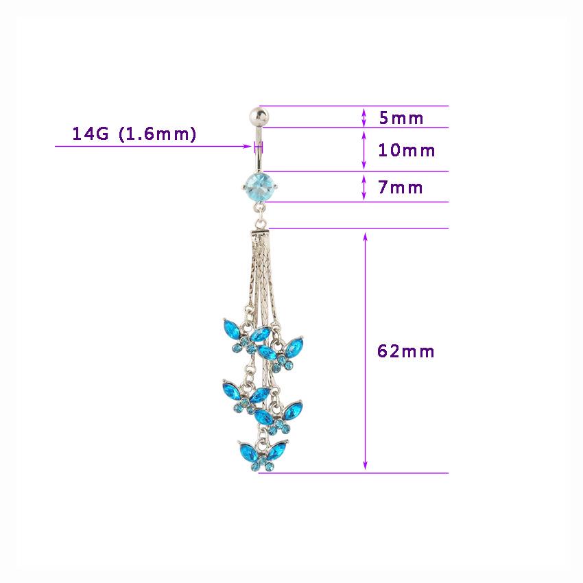 Butterfly Belly Button Ring Stainless Steel Fashion Jewelry Stud