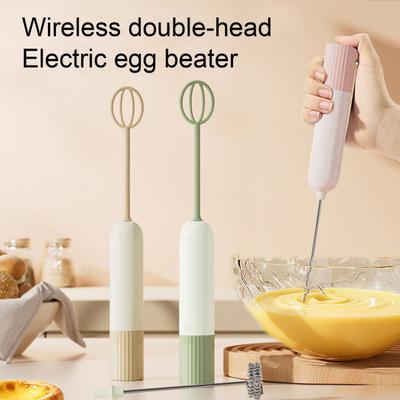 Egg Beater Handheld Electric Whisk with Dual Heads Beating Baking Foaming Coffee Milk Foam Mixing Food-Grade Kitchen Mixer