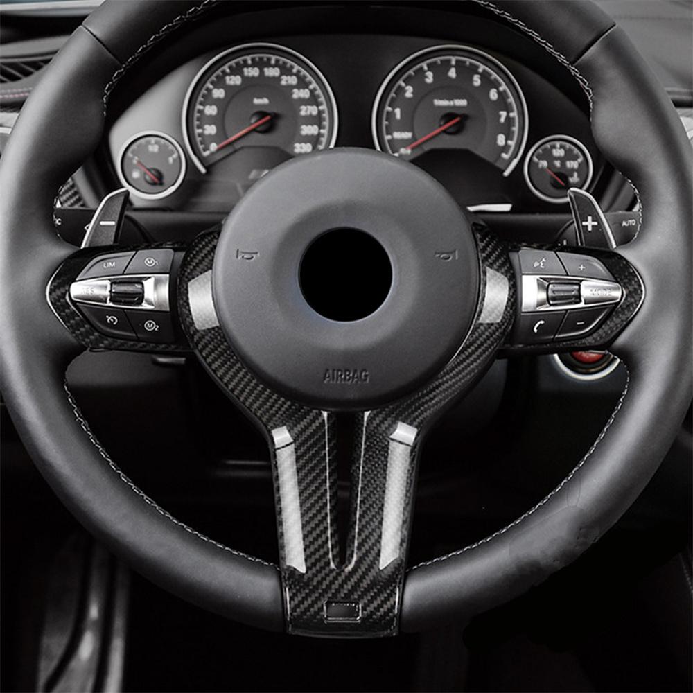 Carbon Fiber Steering Wheel Cover Trim For BMW M4 F82 2014-2018 M5 F10 2011-2016