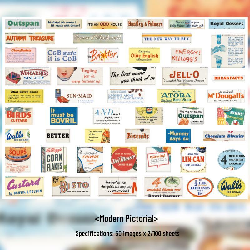 Retro Nostalgische Erinnerungsjournal Aufkleber: Englische Etiketten für DIY-Collage-Dekoration