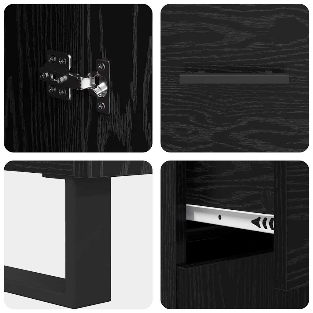 Highboard 2 pcs Black Oak Effect 69.5 x 34 x 180 cm