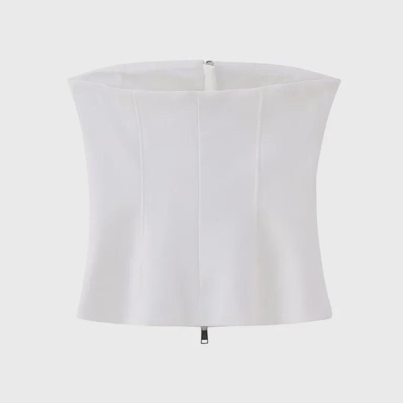2023 Summer Sexy White Zipper Tube Top for Women - European & American Style