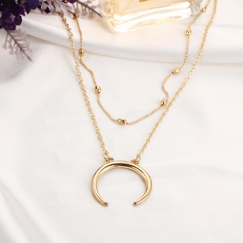 SUMENG 2024 New Fashion Multilayer Heart Necklaces Leaf Moon Choker Pendants For Women Beach Style Jewelry Gifts