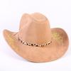 Popolare cappello western da cowboy in camoscio classico europeo e americano da uomo e donna con tesa larga ricamato cappello da sole da esterno