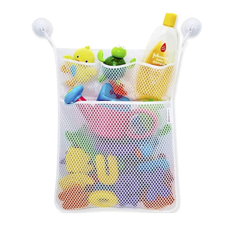 Non-Toxic Baby Shower Bath Toys White Baby Kids Toy Storage Mesh With Strong Suction Cups Toy Bag Net Bathroom Organizer For Kids Toddlers