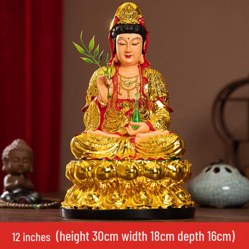 Colorful Guanyin Statue: Resin Bodhisattva Home Ornament