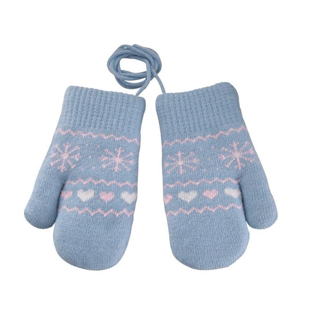 Hanging Neck Rope Children Knitted Mittens Thickened Warm Winter Warm Gloves  Winter Season