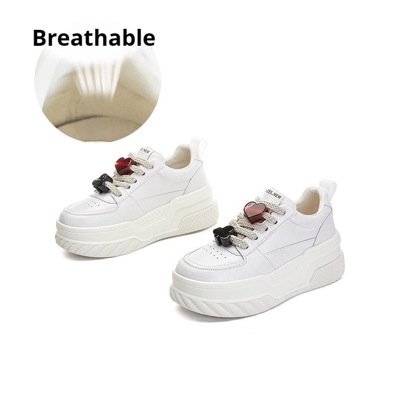 Амортизирующая подошва Белые туфли Кроссовки из натуральной кожи Повседневная универсальная обувь Модная женская обувь 35