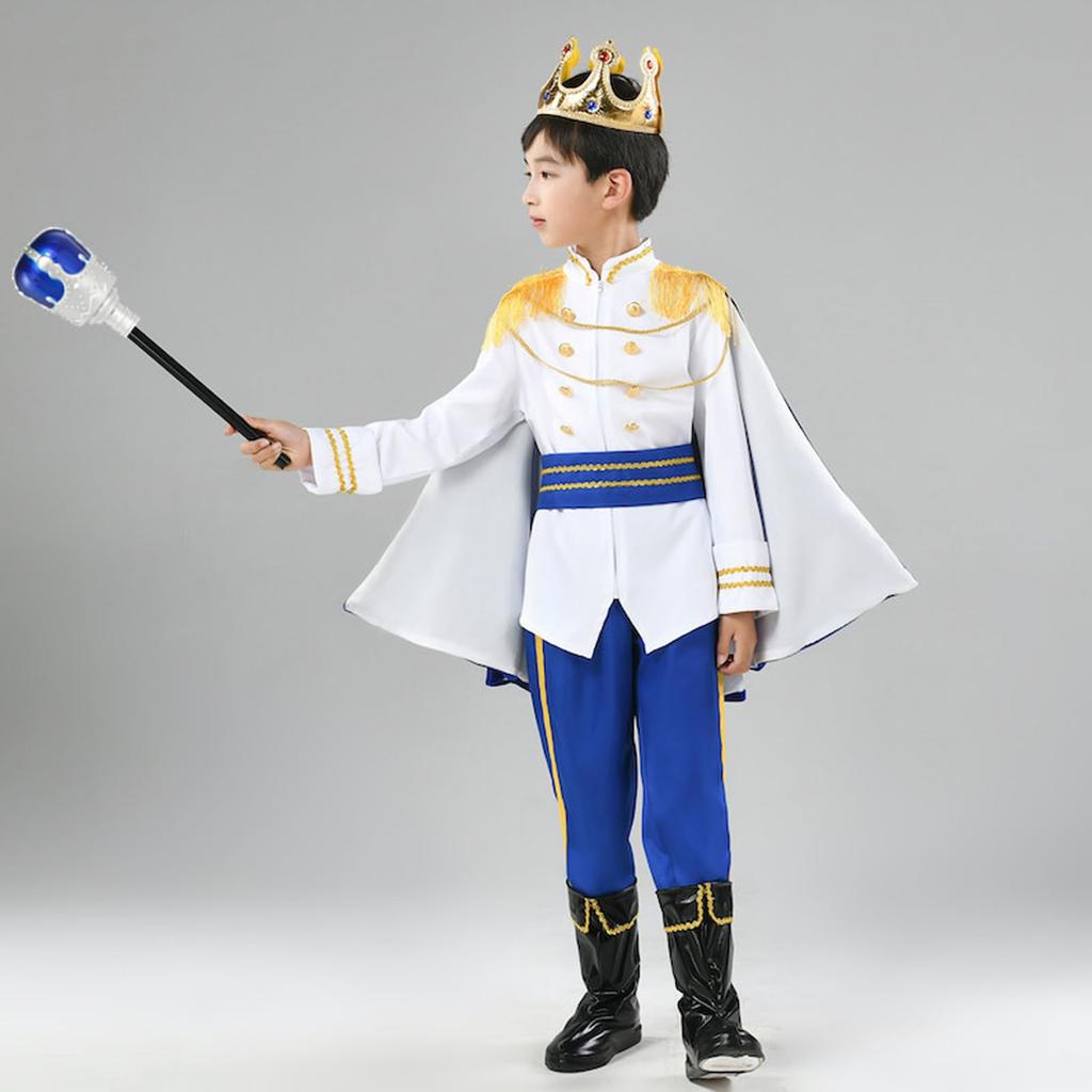 CSILOVEE Prince Halloween Set for Perfect for School Cultural and Parties Kids' Costume, 7-Piece (110cm), Boys, Halloween, Christmas, Parties,