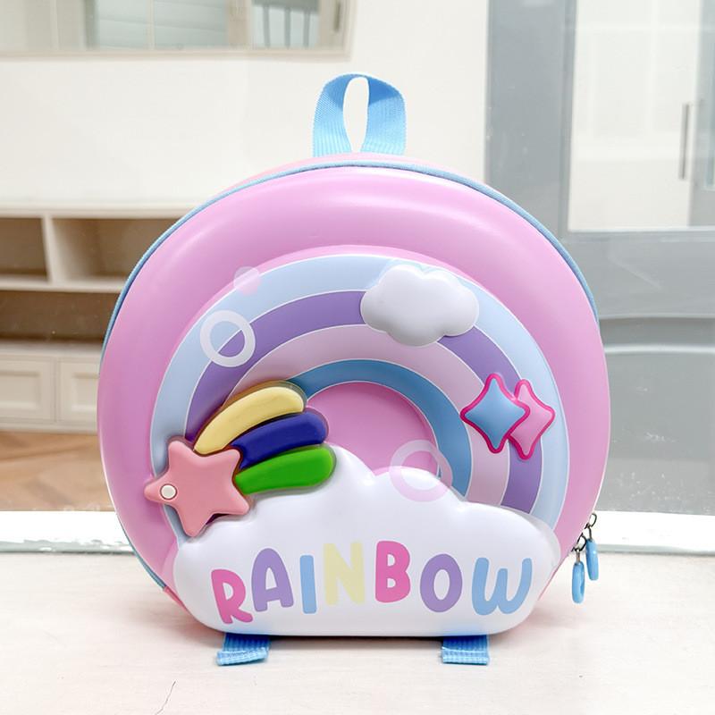 Kids Cartoon Donut Shell Backpack With Cartoon Rainbow Design For School Kids
