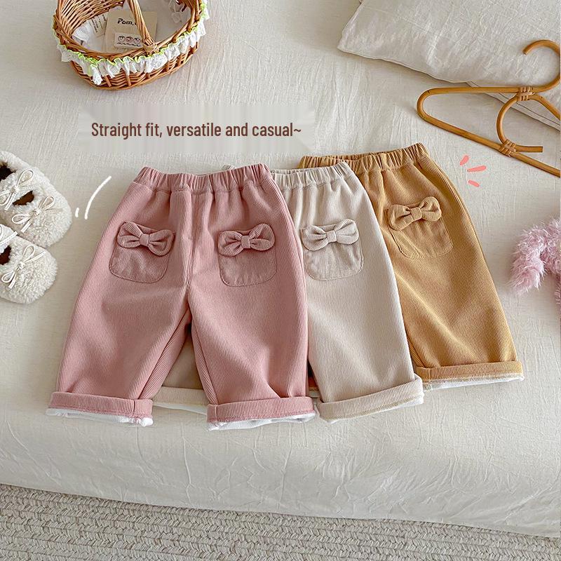 Pantaloni in Velluto a Coste con Fiocco da Ragazza - Stilosi Casual Invernali 2025